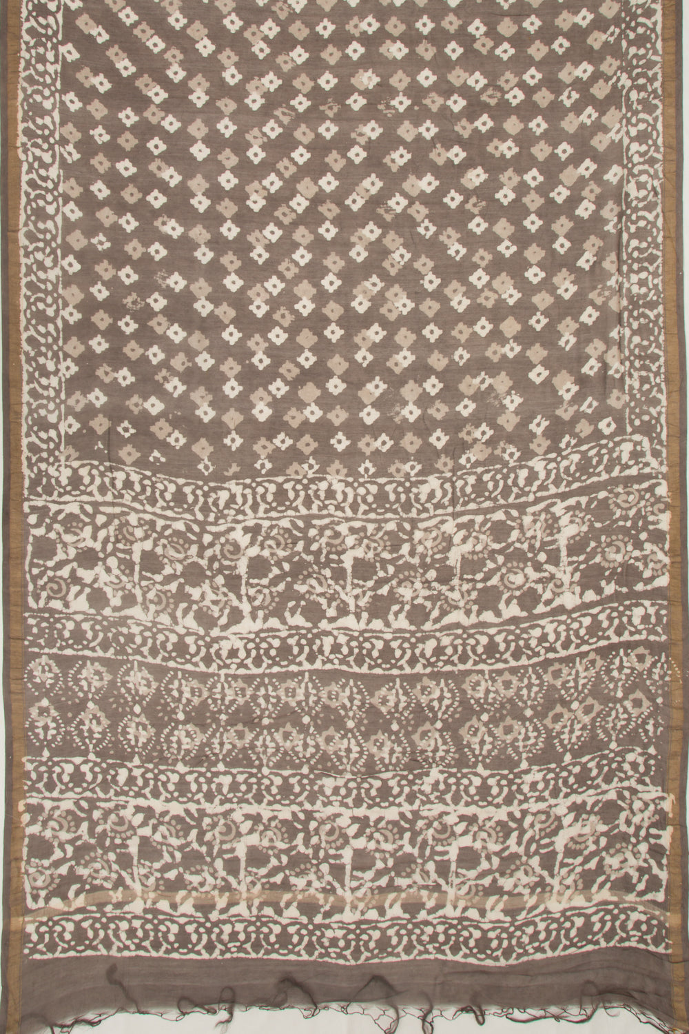 Chanderi Silk Block Printed Brown Saree