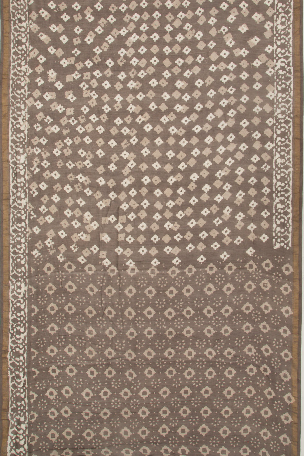 Chanderi Silk Block Printed Brown Saree
