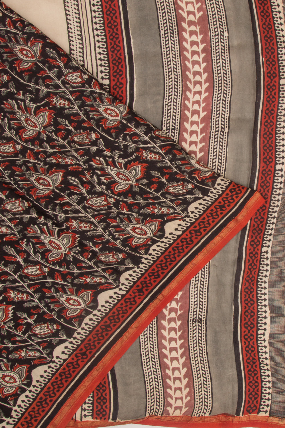 Chanderi Cotton Printed Black Saree