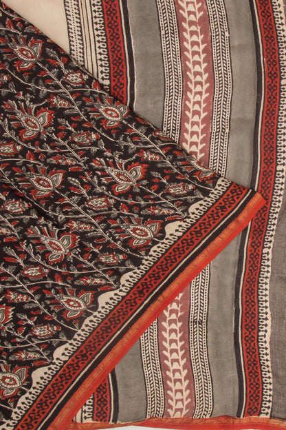 Chanderi Cotton Printed Black Saree