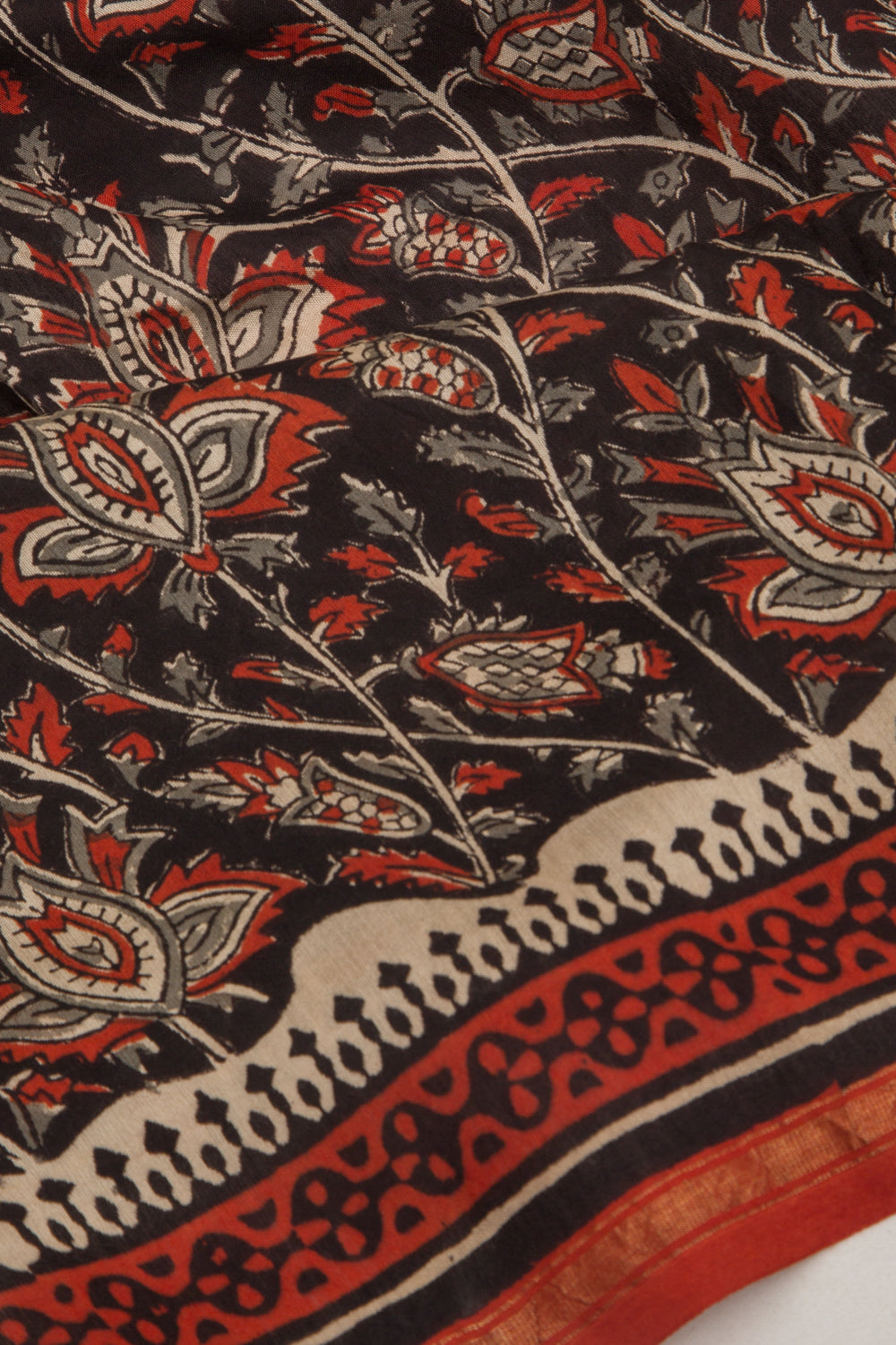 Chanderi Cotton Printed Black Saree