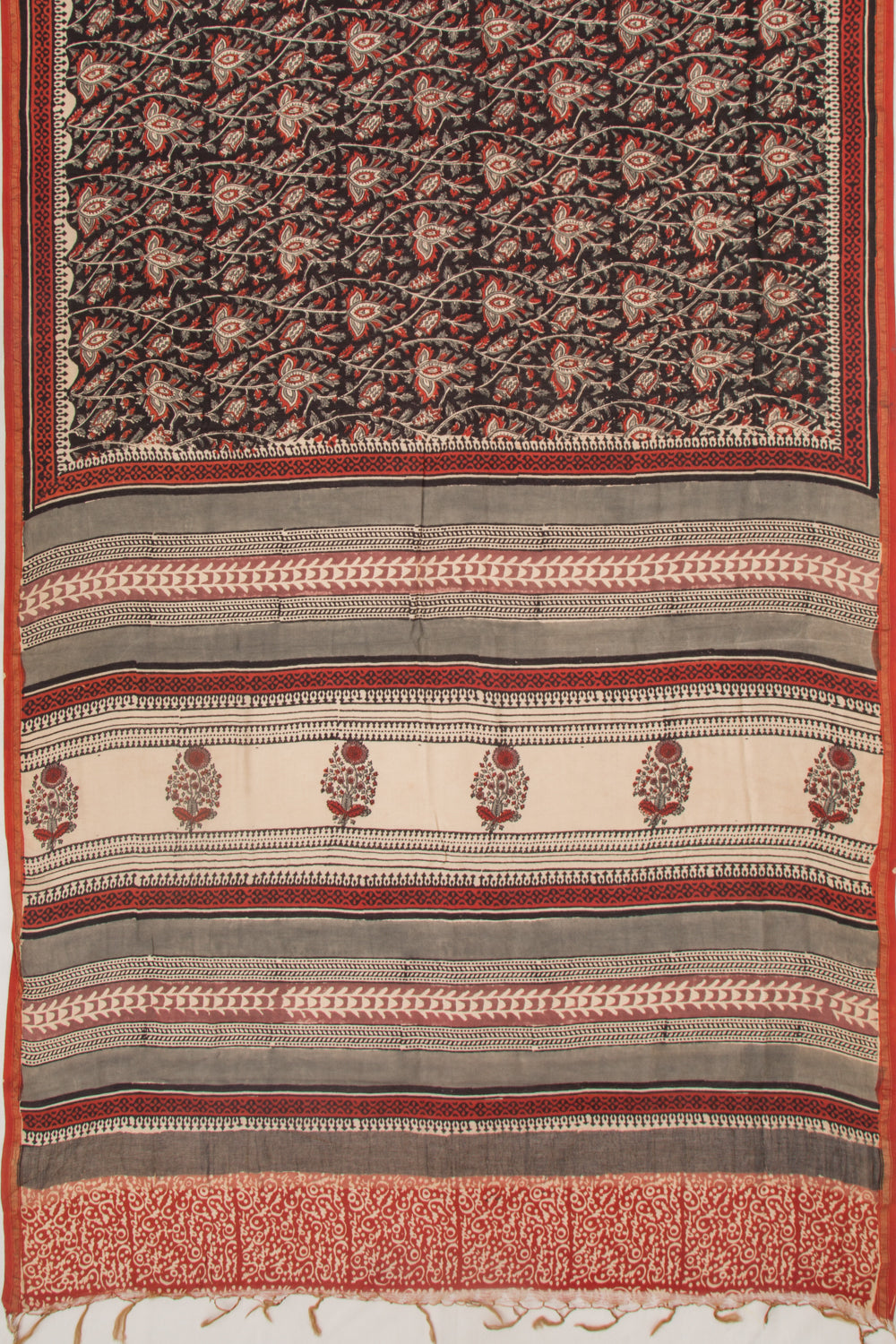 Chanderi Cotton Printed Black Saree