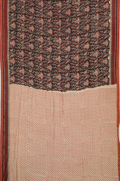 Chanderi Cotton Printed Black Saree
