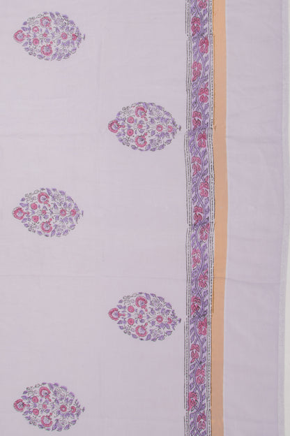 Chanderi Silk Floral Printed Butta Lilac Saree