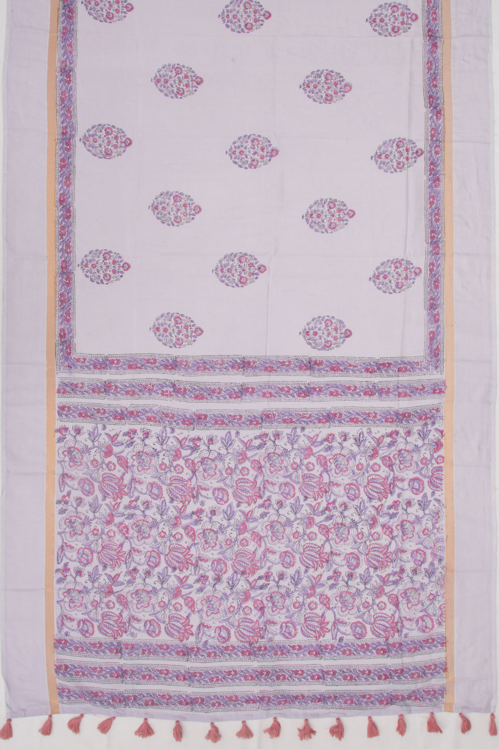 Chanderi Silk Floral Printed Butta Lilac Saree