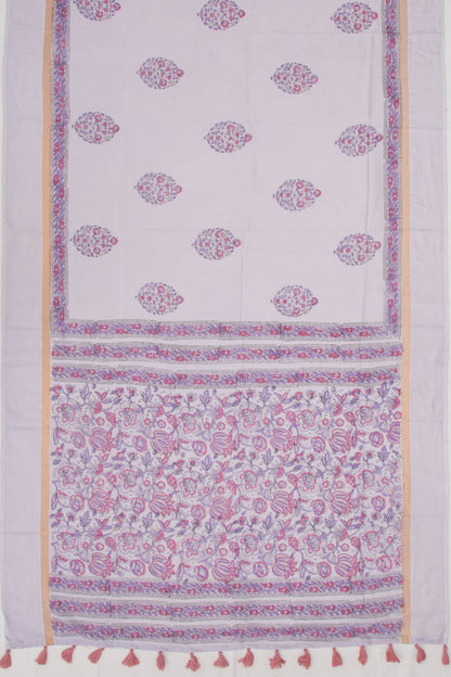 Chanderi Silk Floral Printed Butta Lilac Saree