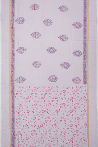Chanderi Silk Floral Printed Butta Lilac Saree
