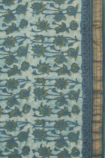 Chanderi Silk Printed Light Blue Saree