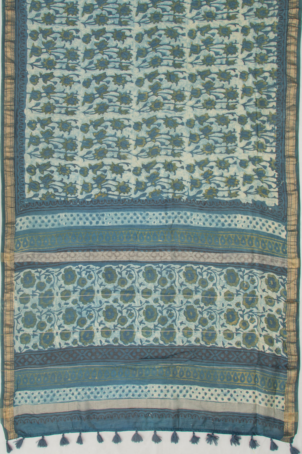 Chanderi Silk Printed Light Blue Saree