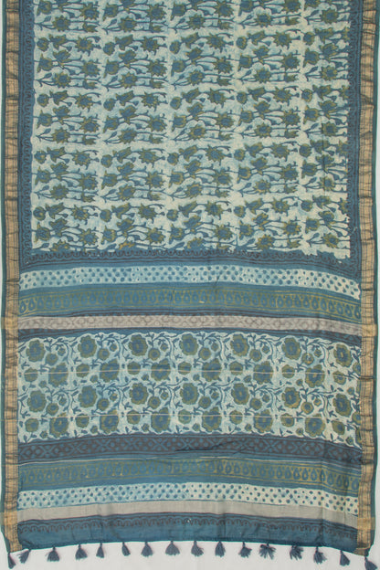 Chanderi Silk Printed Light Blue Saree