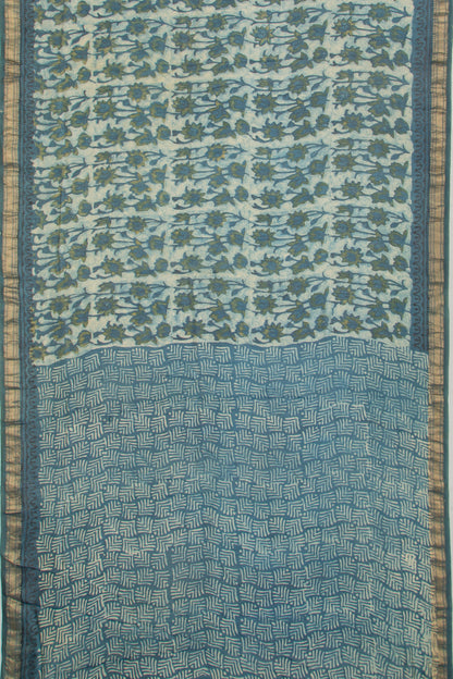 Chanderi Silk Printed Light Blue Saree