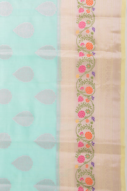 Organza Butta Blue Saree