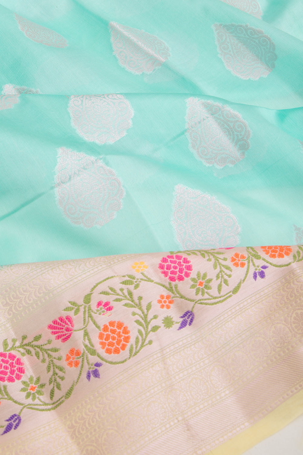 Organza Butta Blue Saree