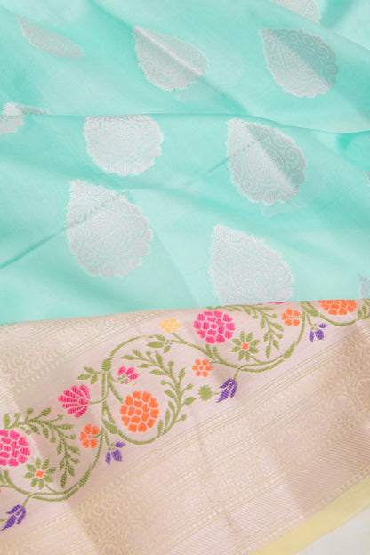 Organza Butta Blue Saree