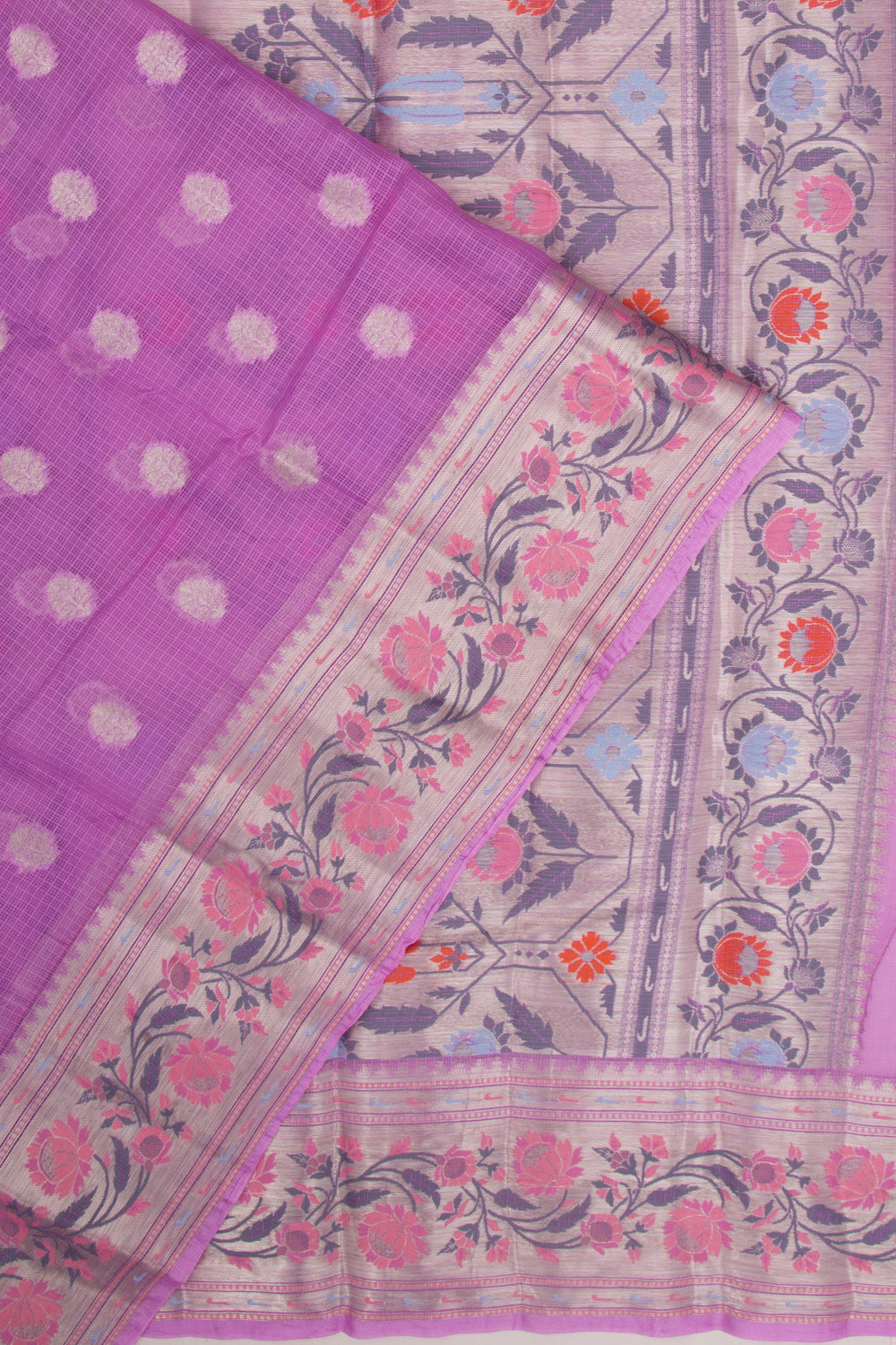 Kota Soft Silk Butta Lavender Saree