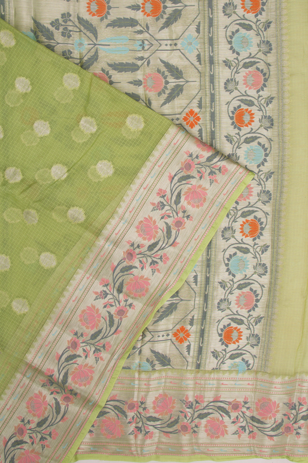 Kota Soft Silk Butta Green Saree