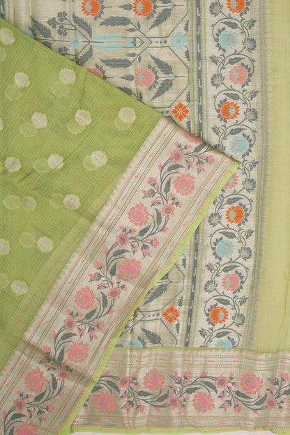 Kota Soft Silk Butta Green Saree