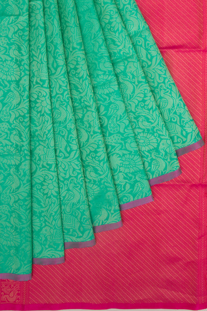 Coimbatore Soft Silk Jaal Sea Green Saree