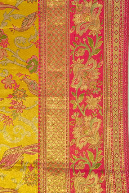 Kanchipuram Silk Tissue Brocade Yellow Saree