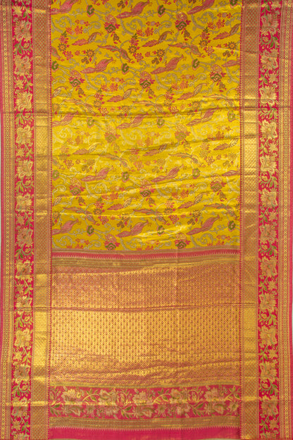 Kanchipuram Silk Tissue Brocade Yellow Saree