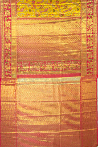 Kanchipuram Silk Tissue Brocade Yellow Saree