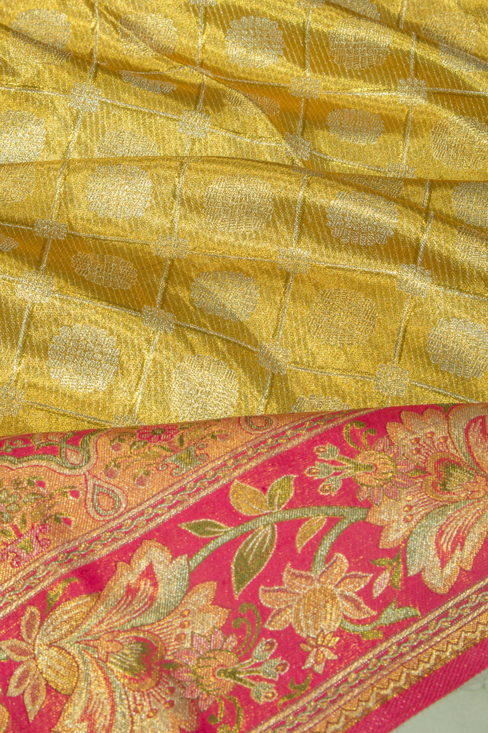 Kanchipuram Silk Tissue Brocade Gold Saree