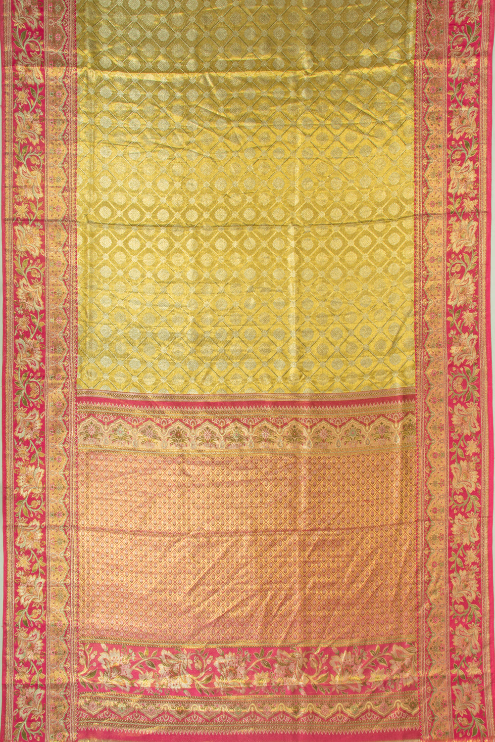 Kanchipuram Silk Tissue Brocade Gold Saree
