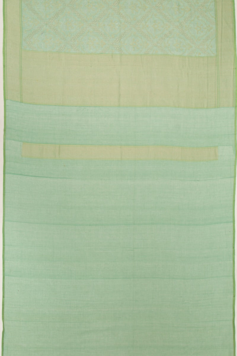 Banarasi Cotton Jamdani Jaal Pista Green Saree