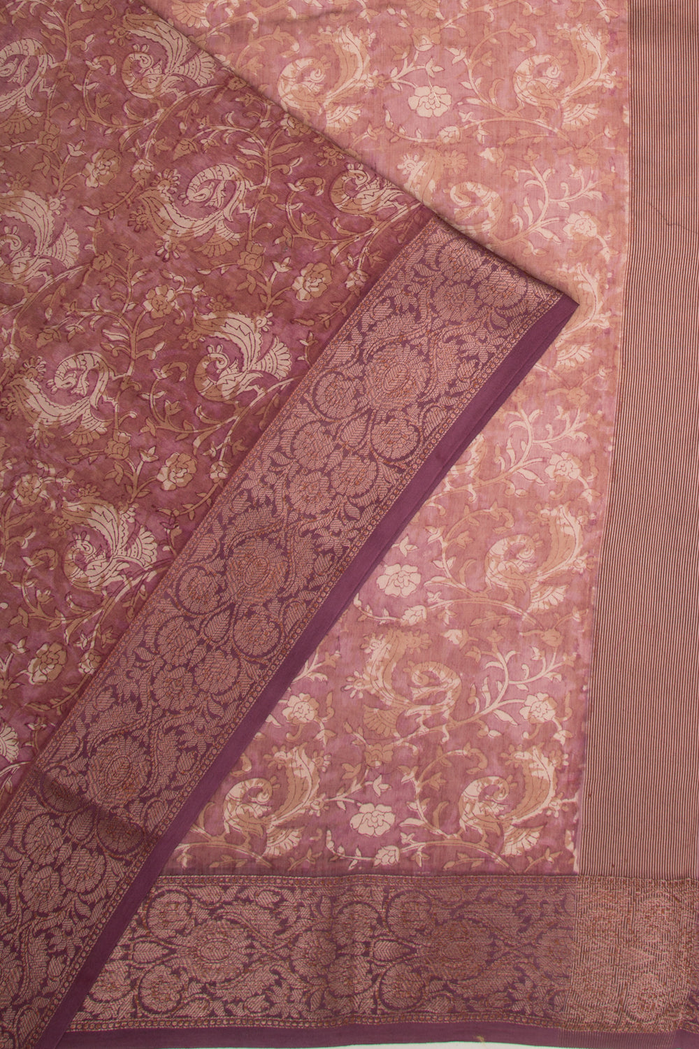 Chanderi Silk Floral Printed Purple Saree