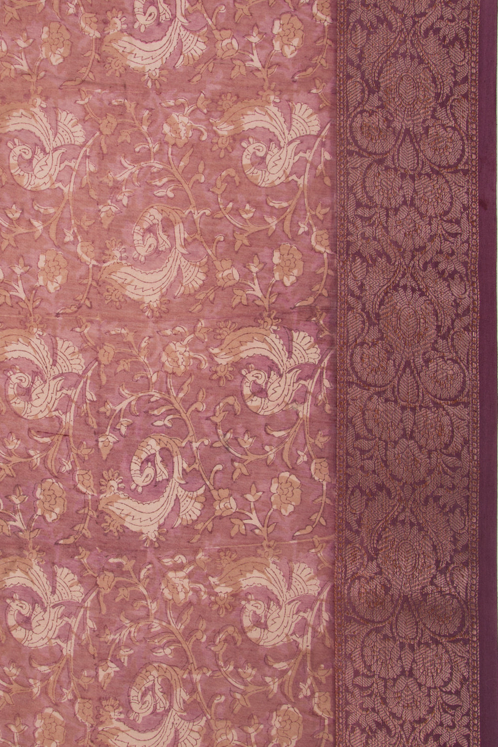 Chanderi Silk Floral Printed Purple Saree