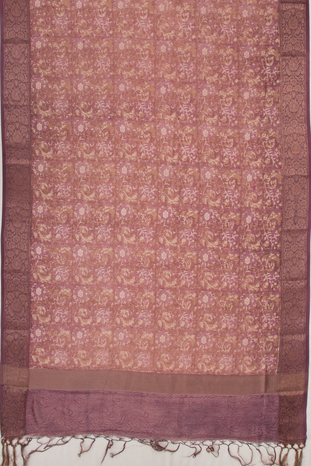 Chanderi Silk Floral Printed Purple Saree
