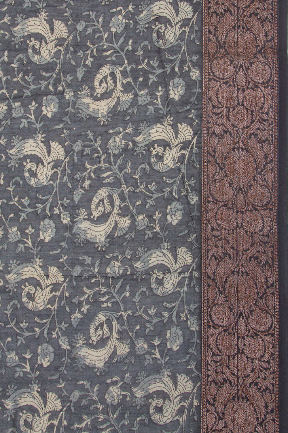 Chanderi Silk Floral Printed Black Saree