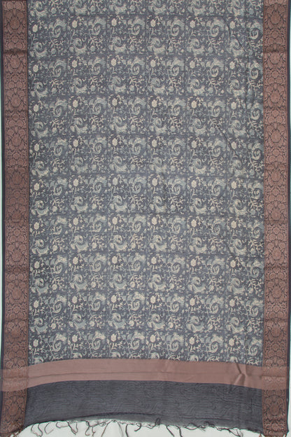 Chanderi Silk Floral Printed Black Saree