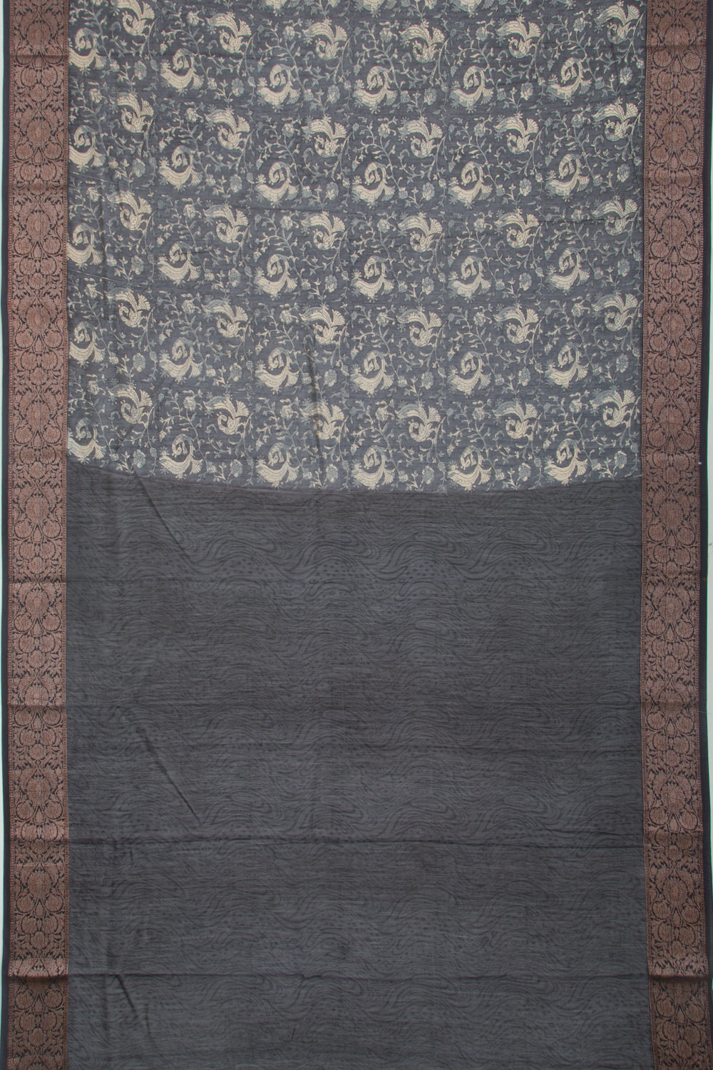 Chanderi Silk Floral Printed Black Saree