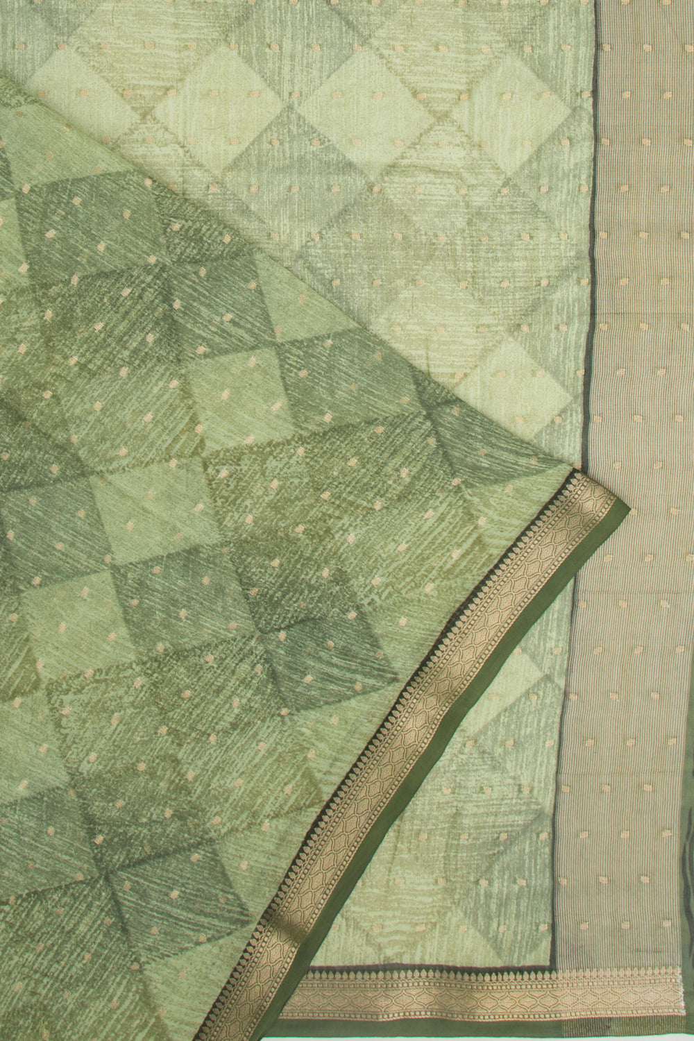 Chanderi Silk Printed Green Saree