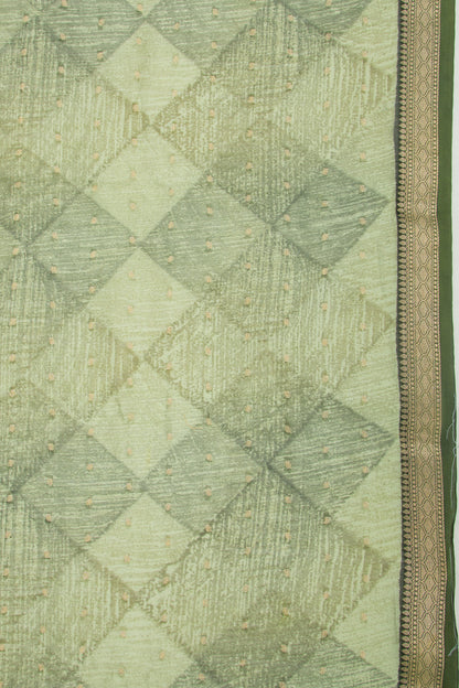 Chanderi Silk Printed Green Saree