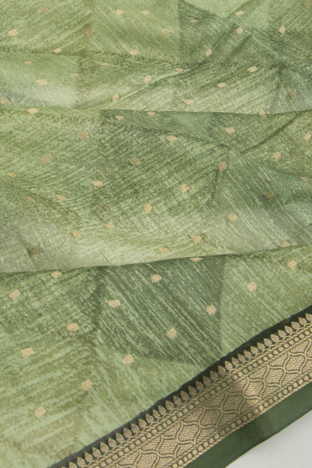 Chanderi Silk Printed Green Saree
