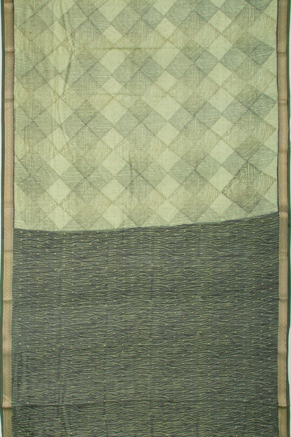 Chanderi Silk Printed Green Saree