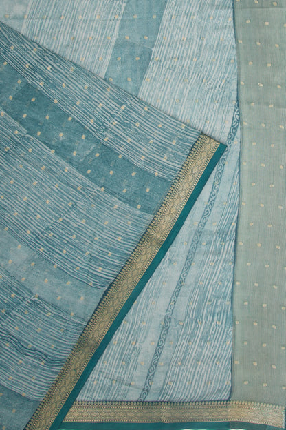 Chanderi Silk Printed And Butta Blue Saree