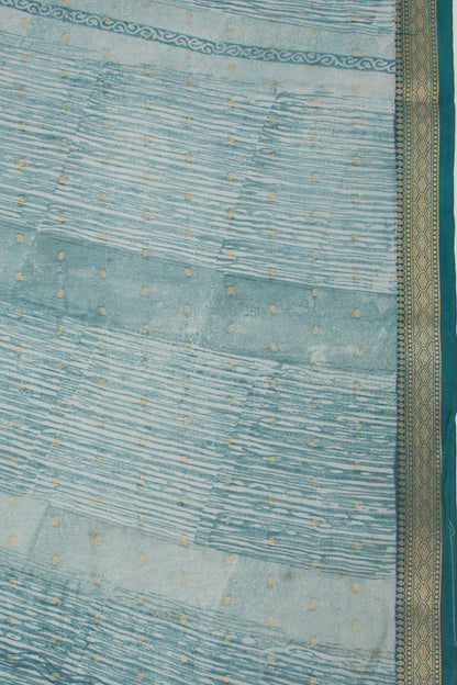 Chanderi Silk Printed And Butta Blue Saree