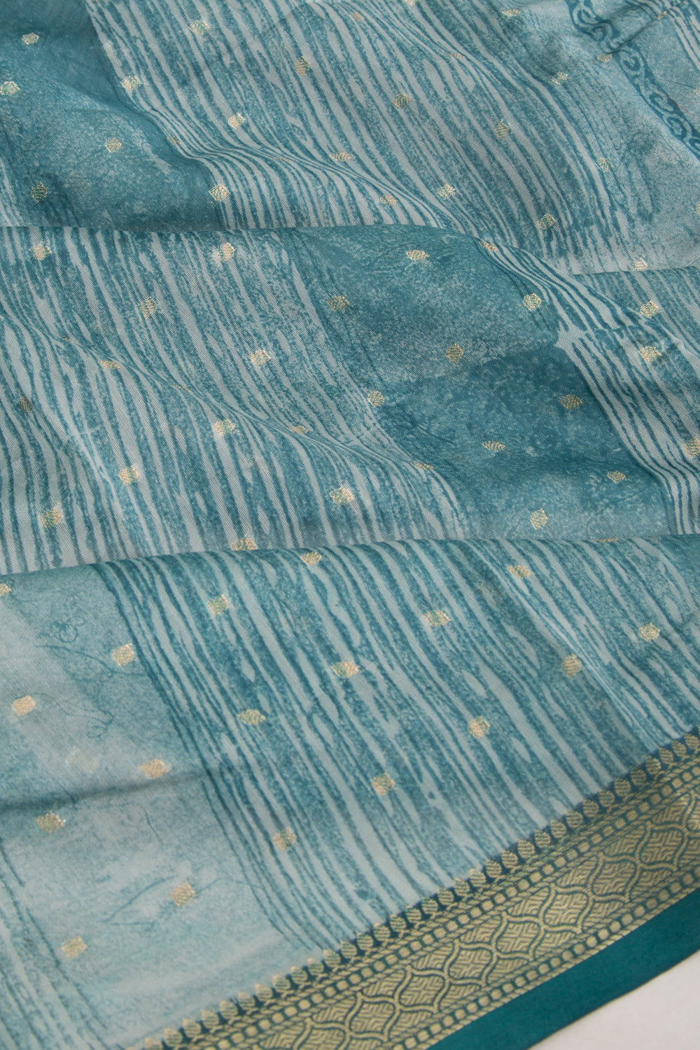 Chanderi Silk Printed And Butta Blue Saree