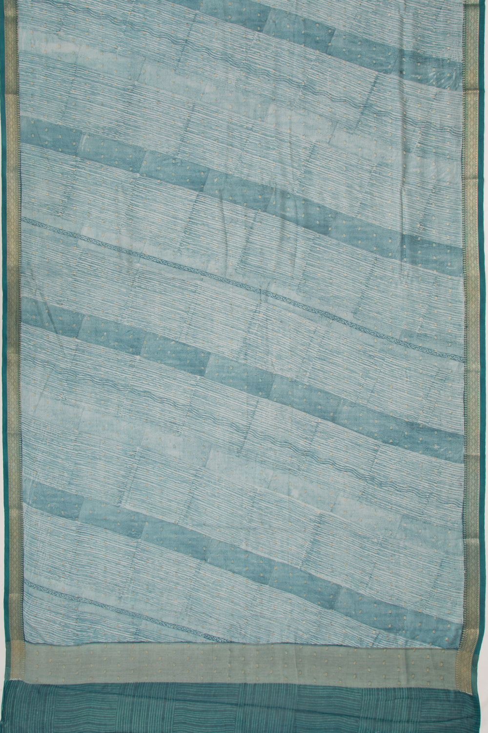 Chanderi Silk Printed And Butta Blue Saree