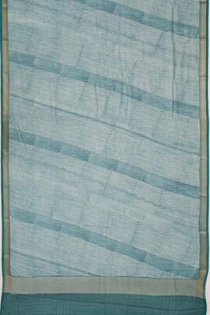 Chanderi Silk Printed And Butta Blue Saree