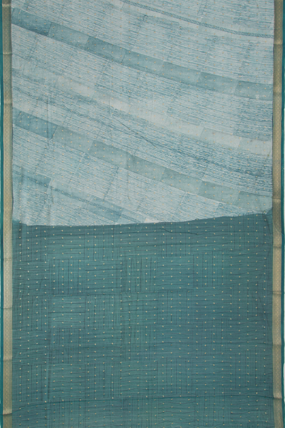 Chanderi Silk Printed And Butta Blue Saree