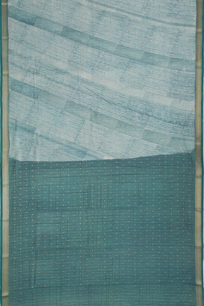 Chanderi Silk Printed And Butta Blue Saree