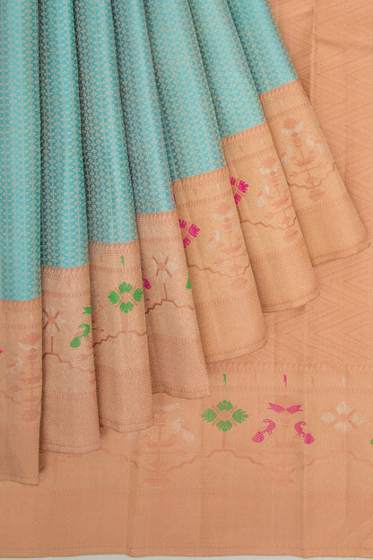 Kanchipuram Silk Brocade Sky Blue Saree