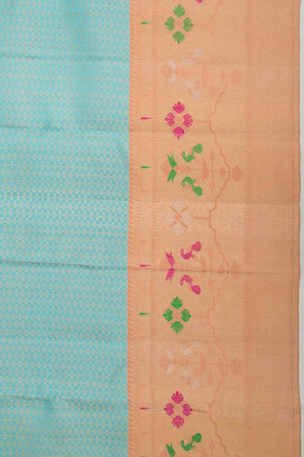 Kanchipuram Silk Brocade Sky Blue Saree