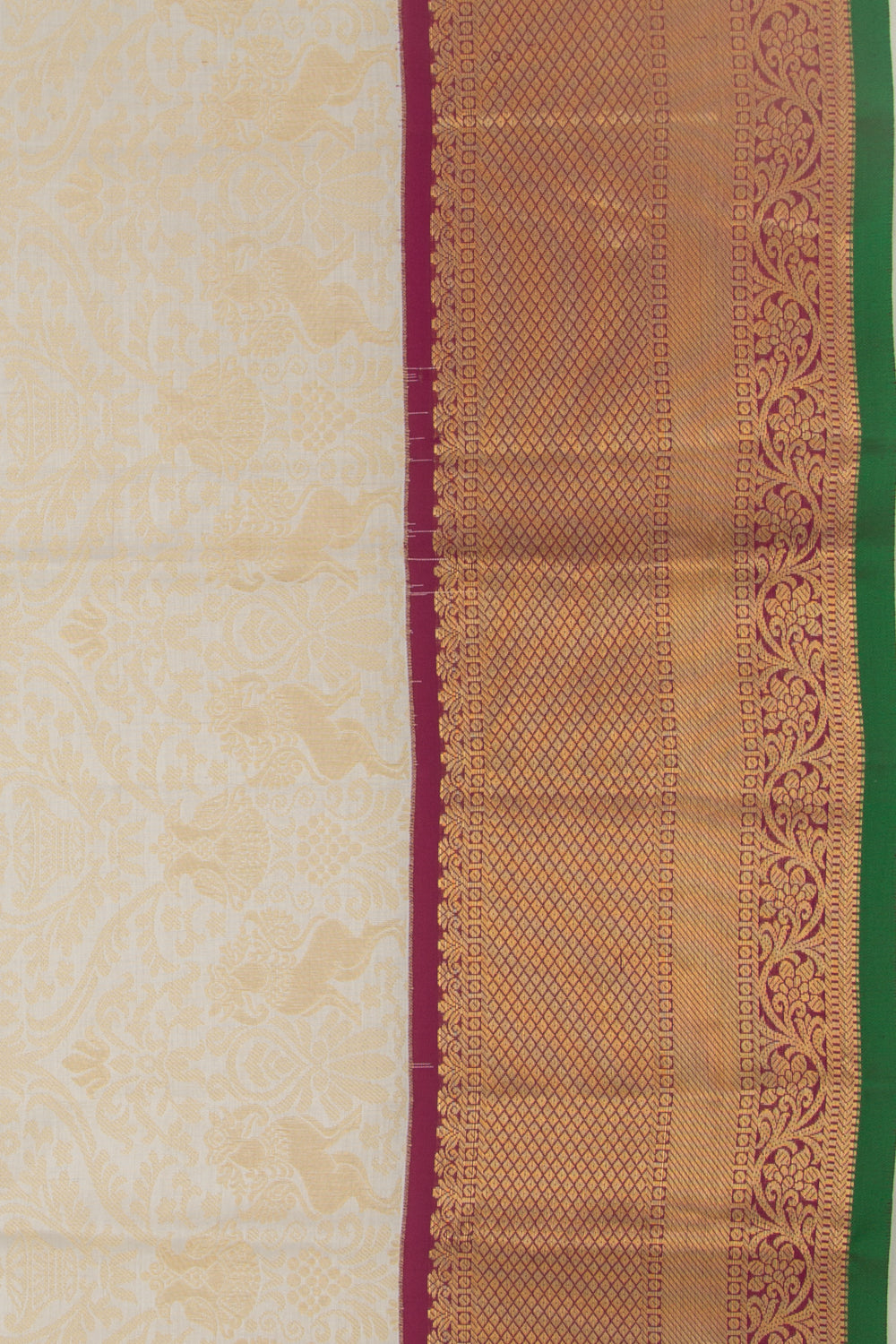 Kanchipuram Silk Brocade White Saree