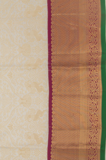Kanchipuram Silk Brocade White Saree
