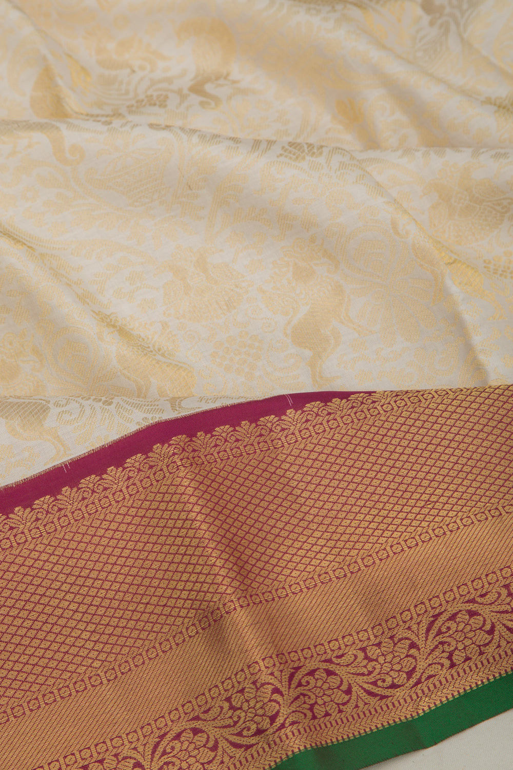 Kanchipuram Silk Brocade White Saree